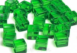 Sznur kostki szklane zielone butelkowe 1cm 31szt. - KS672-H