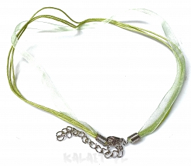 Naszyjnik wstążka i sznurek zielony - 52cm - W12