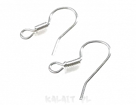 Bigle otwarte ze sprężynką jasne srebro 1,6cm 10szt.-CH097