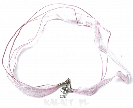 Naszyjnik wstążka i sznurek pudrowy róż 52cm - W17