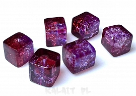 Crackle kostki czerwono-fioletowe 0,8cm 10szt.-KS92