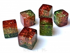 Crackle kostki pomarańczowo-zielone 1cm 8szt.-KS233