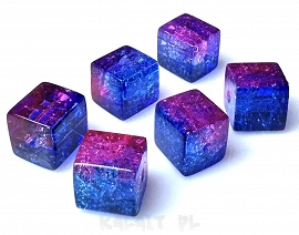 Crackle kostki niebiesko-różowe 1cm 8szt.- KS228