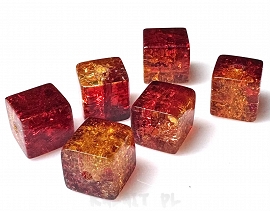 Crackle kostki czerwono-żółte 1cm 8szt.-KS229