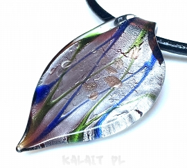 Szkło weneckie - wisior liść 6cm - SW475