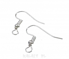 Bigle otwarte z kulką i sprężynką jasne srebro 2cm 10szt.-CH045