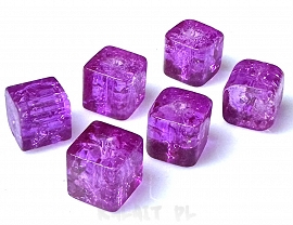 Crackle kostki różowe 1cm 10szt.-KS17 