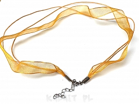 Naszyjnik wstążka i sznurek pomarańczowy- 52cm - W20