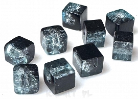 Crackle kostki srebrno-czarne 0,6cm 20szt.-KS22 