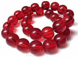 Sznur kule szklane 1,2cm czerwone 25szt. - KS704-H 