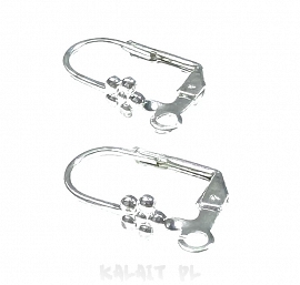 Bigle angielskie z kwiatkiem jasne srebro 1,9cm  2szt.-CH531