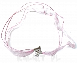 Naszyjnik wstążka i sznurek pudrowy róż 52cm - W17