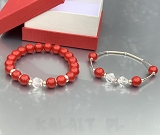 2 x bransoletka czerwona perła i swarovski srebro 925