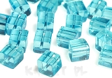 Koraliki szklane kostki błękitne 0,8cm 10szt -KS490