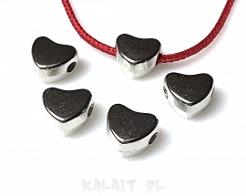 Element ozdobny serce srebrne 8mm 5szt. -E0276