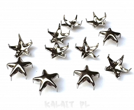 Ćwieki 20 szt gwiazdy srebrne 10mm -CW04