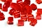 Koraliki szklane kostki czerwone 0,6cm 15szt -KS468