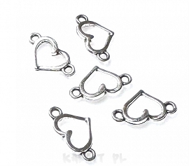 Element ozdobny serce srebrne 15mm 5szt. -E0281