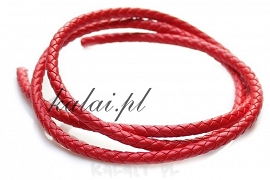 Rzemień pleciony 6mm 50cm Czerwony-  RZ173