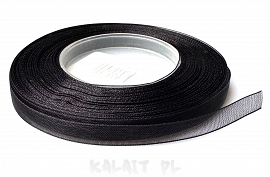 Wstążka szyfonowa czarna 0,6cm 4m - WS19